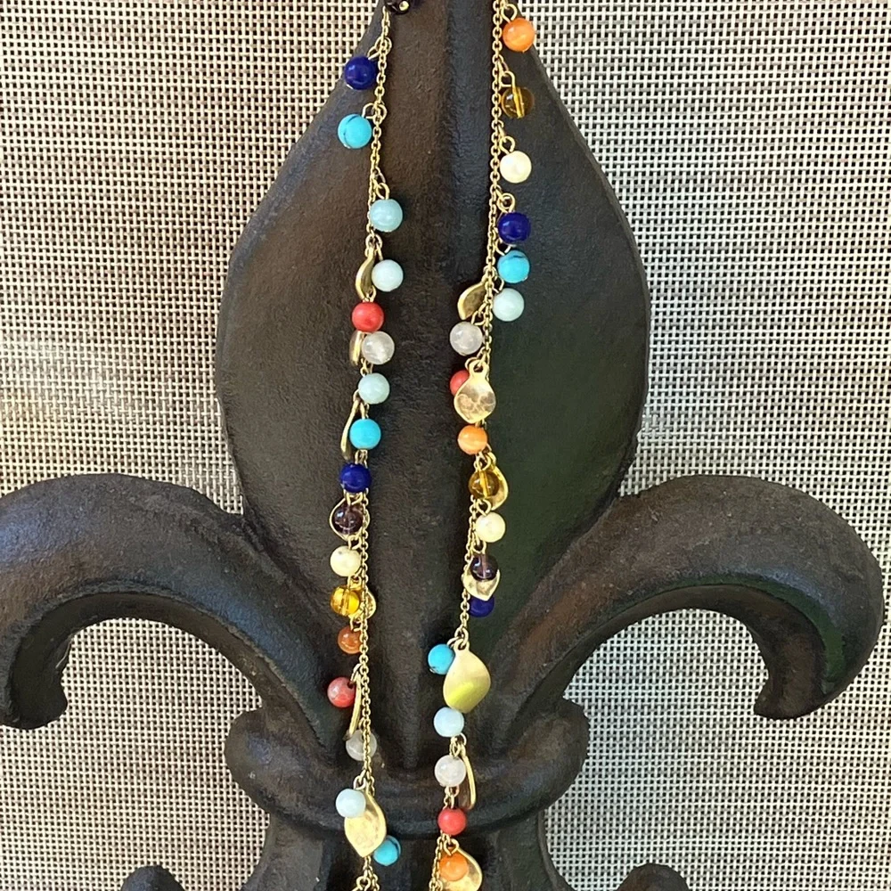 Ralph Lauren Gold Tone Beaded Necklace with Elegant Design
